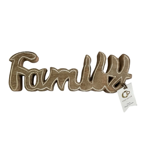 Wood Carved “Family” Home Decor NWT - Picture 2 of 8